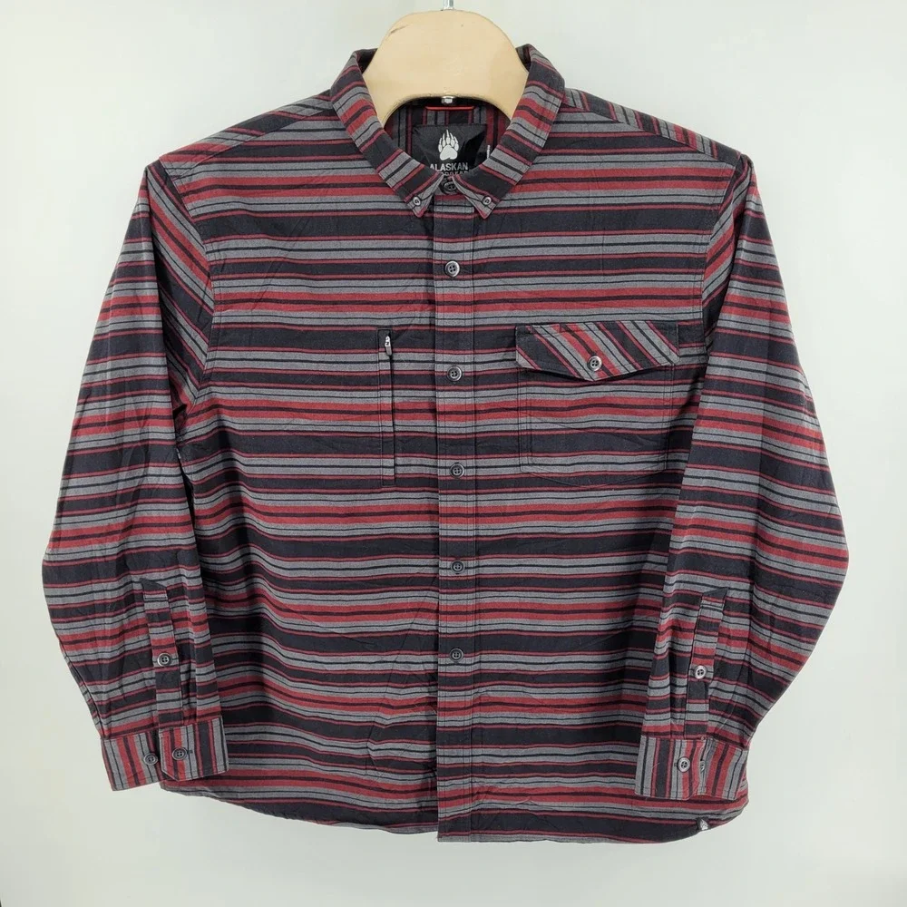 Duluth Trading Alaskan Hardgear Boars Nest Flannel Shirt Mens 2XL Red Gray 53800